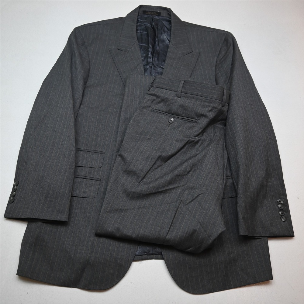 Jos A Bank 46R 38x28 Gray Striped 100% Wool Liberty‎ USA Made Mens Suit